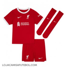 Camisa de Futebol Liverpool Darwin Nunez #9 Equipamento Principal Infantil 2023-24 Manga Curta (+ Calças curtas)